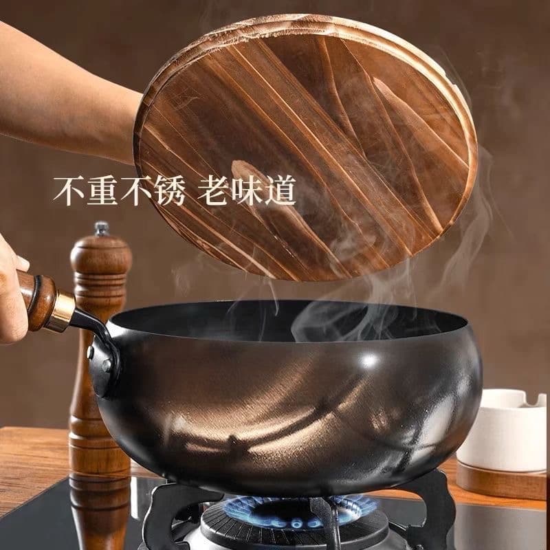 Nonestick Big Belly Pot with Wooden Lid
