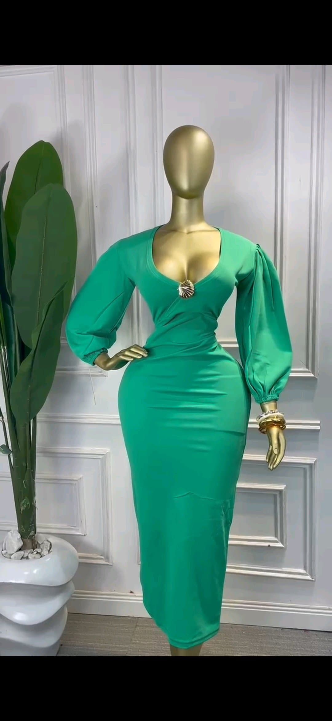Emerald Green Bodycon Midi Dress
