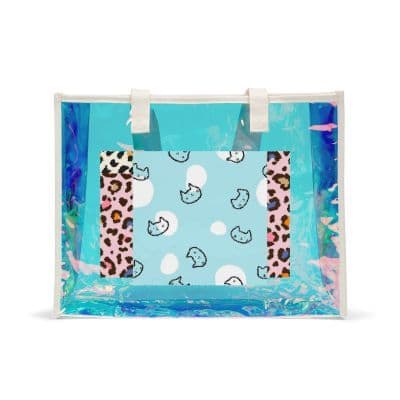 kawaii cat polka dot beah tote bag
