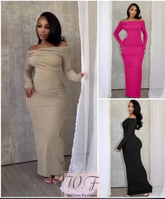 Luna" Off-Shoulder Ruched Maxi Dress