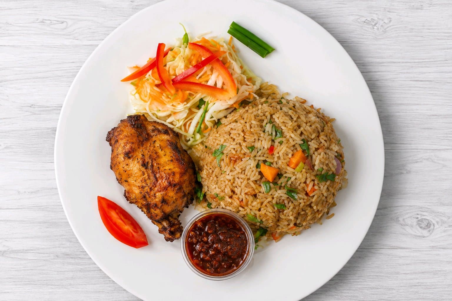 fried rice and grilled chicken