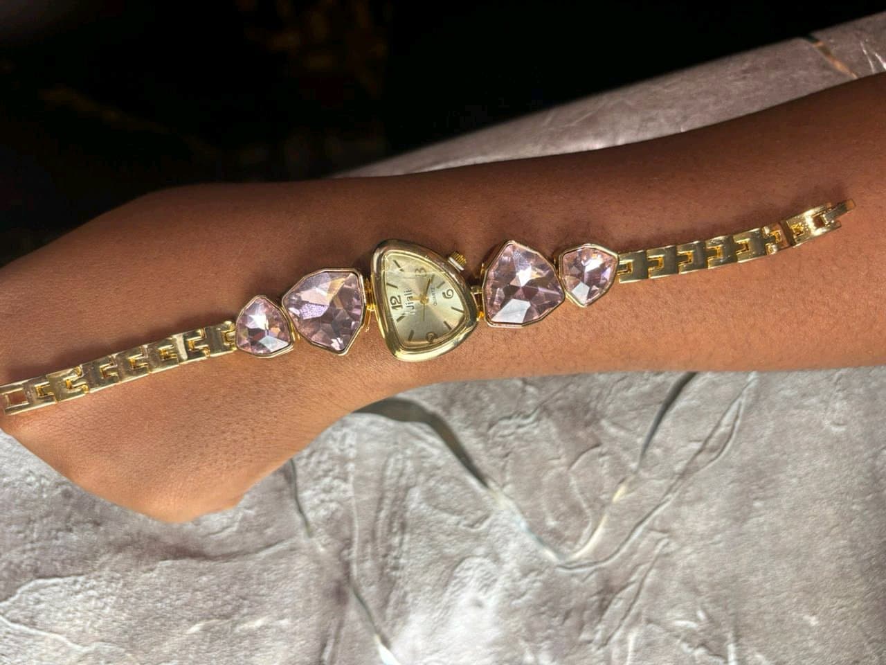 Diamond pink gem watch