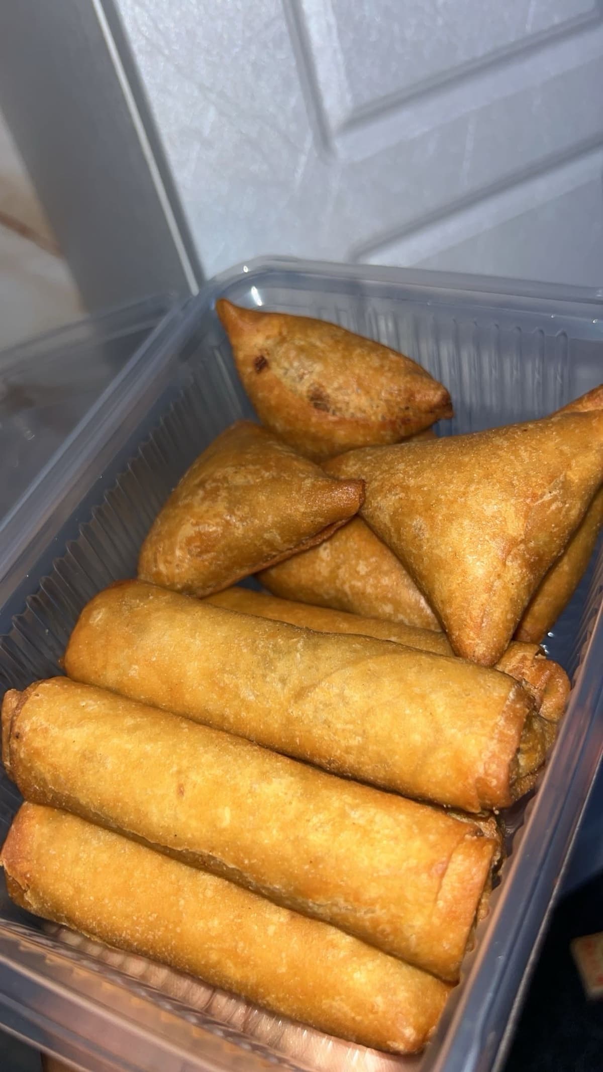 Fried samosa and springrolls