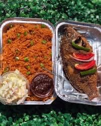 Jollof rice with grilled tilapia