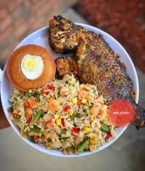 Fried rice with grilled tilapia