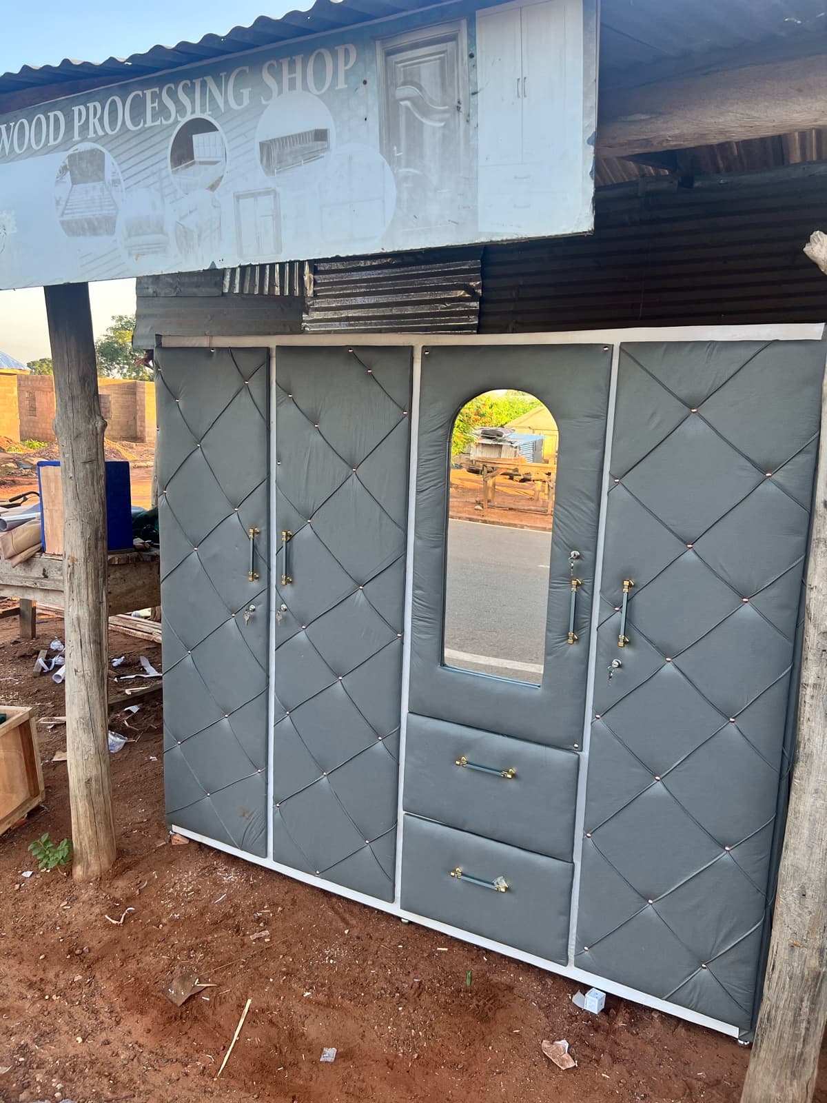 4 in 1 leather wardrobe with mirror
