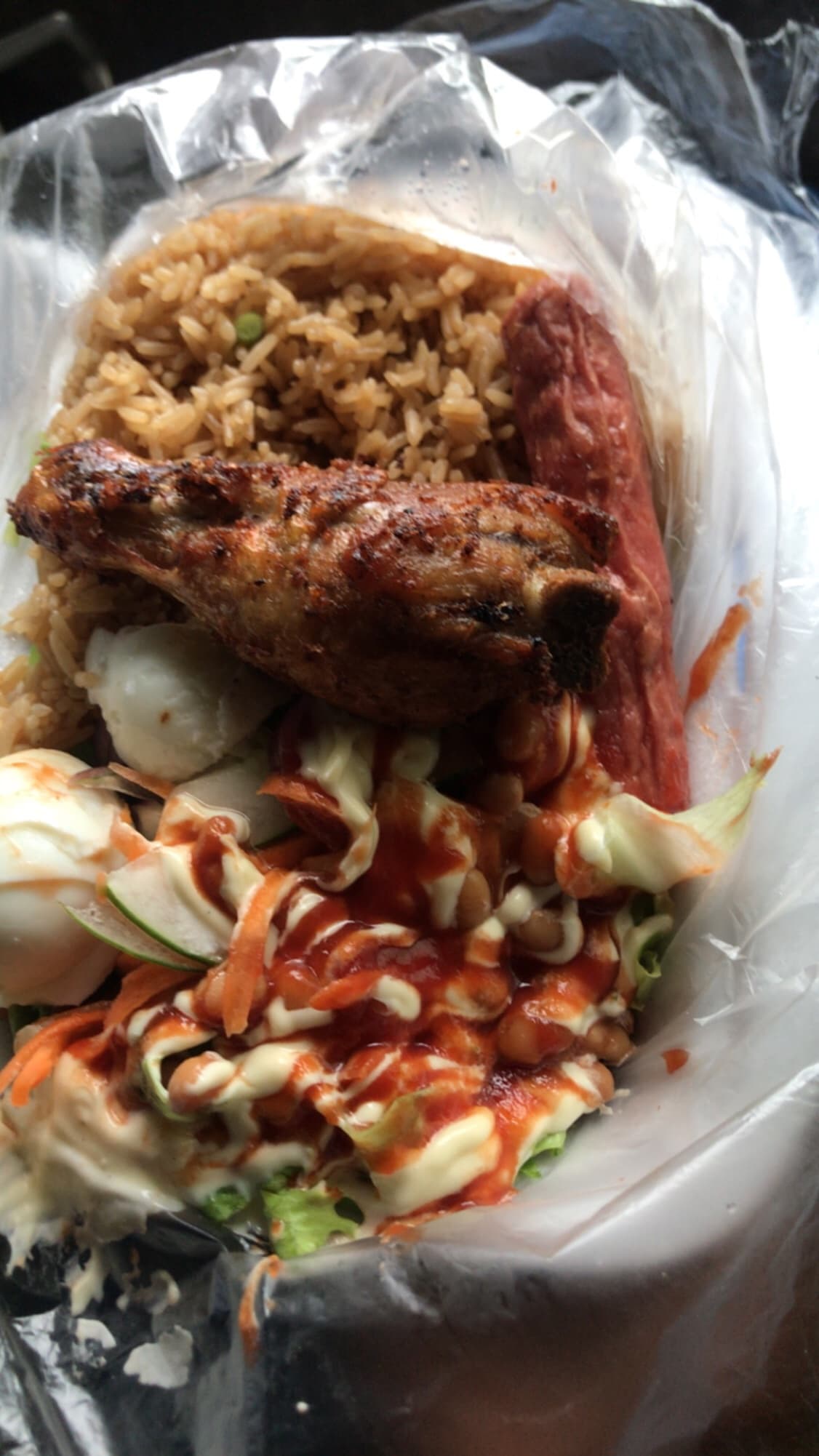 check check fried rice , banku with fish, spaghetti, noodles assorted jollof rice or assorted fried rice , jollof chicken and fried rice chicken