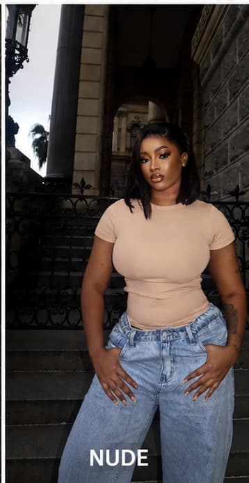nude plus size basic top