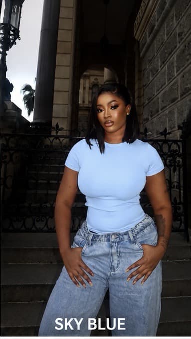 Sky blue plus size basic top