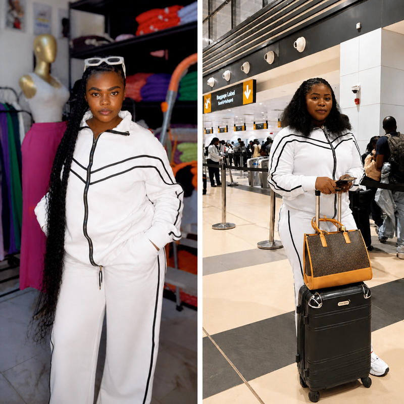 white Unisex traveling set full length