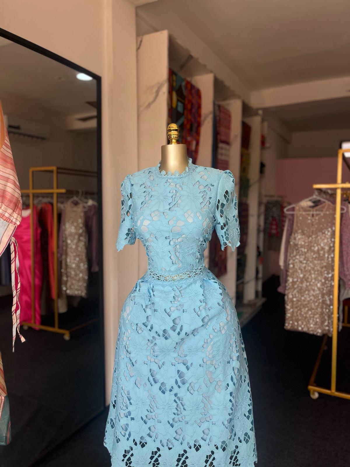 Lace midi dress- blue
