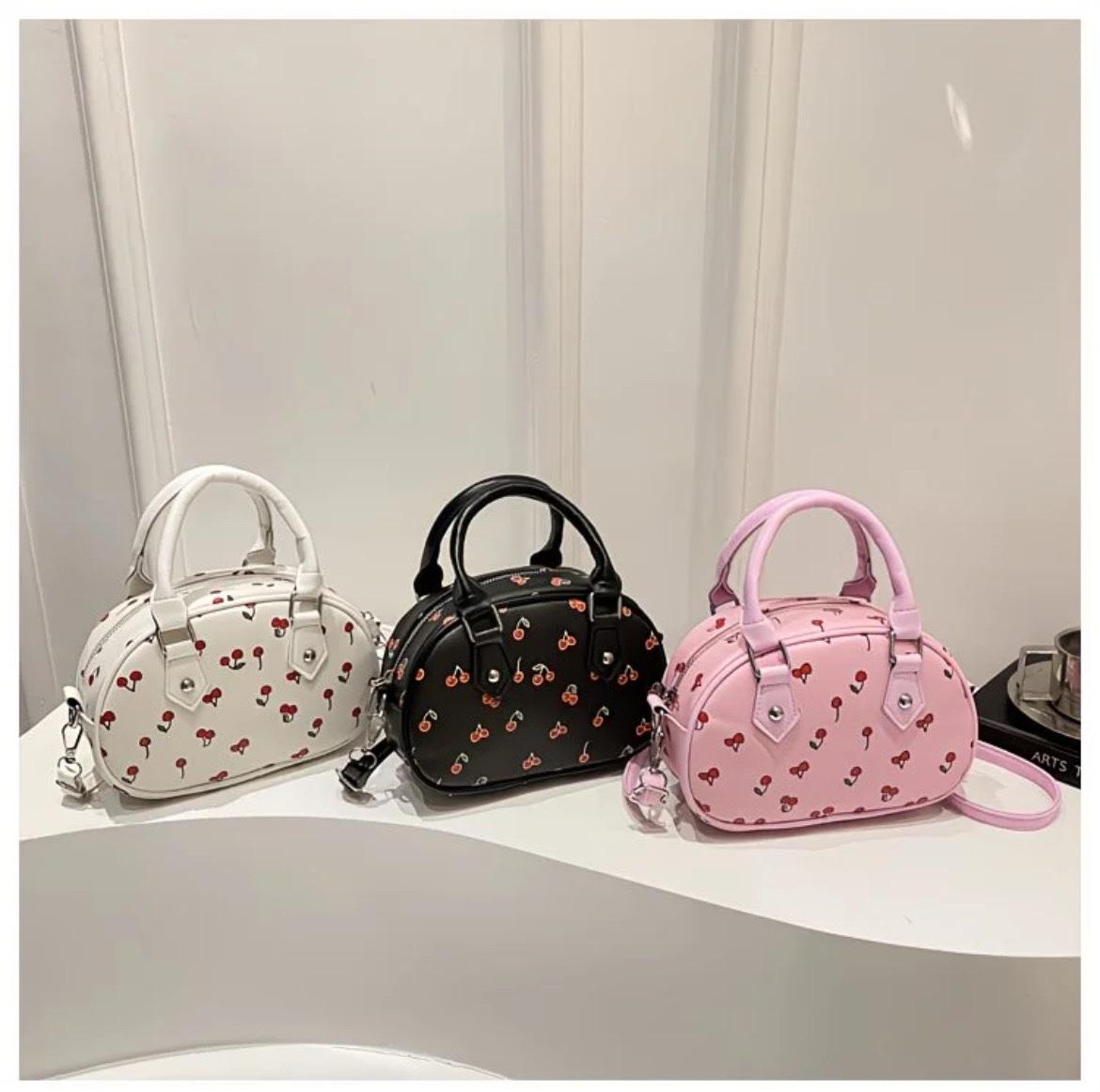 Cute Cherry Print Baseball Bag 2026 New Style Handbag for Women, High-End and Stylish Shoulder Bag, Commuter Crossbody Bag