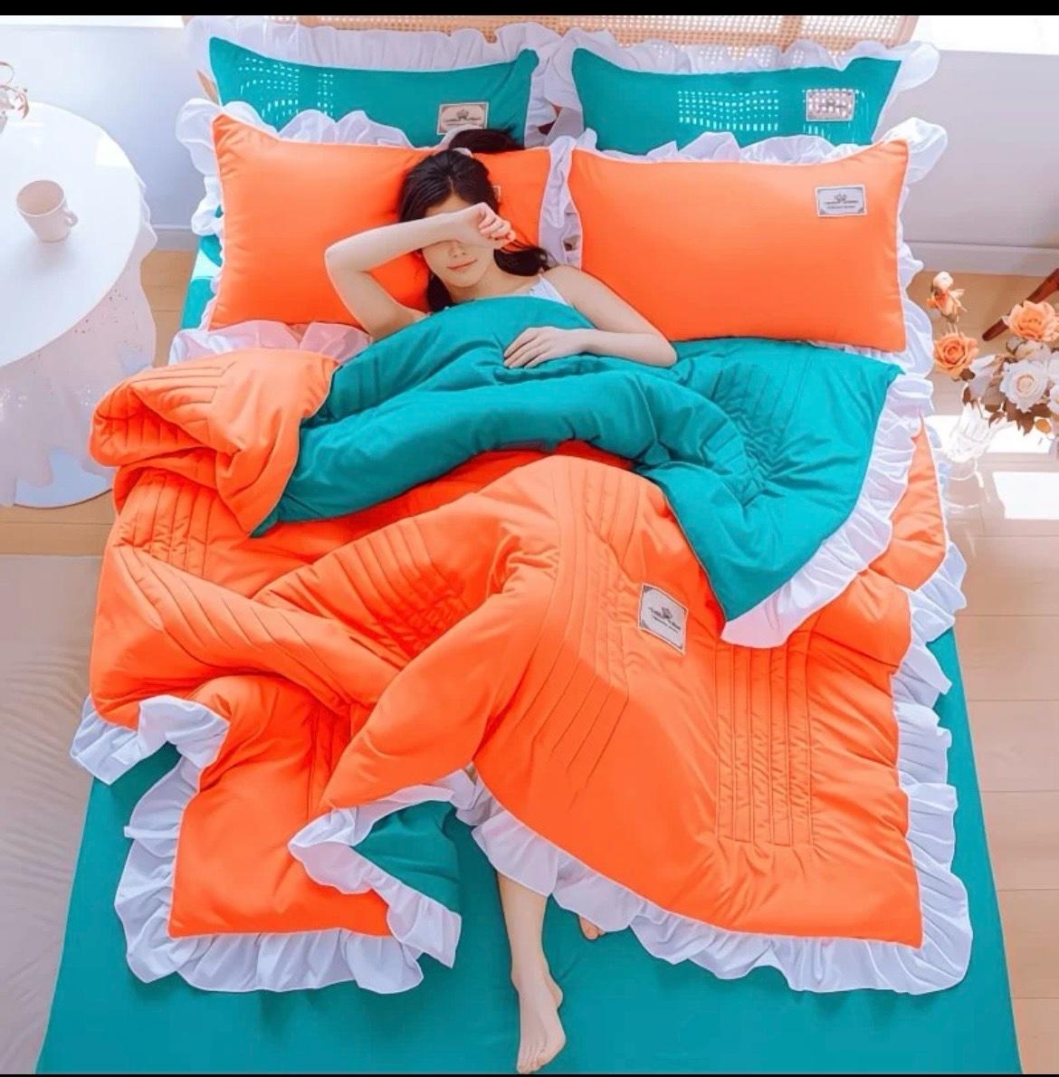 Summer Cool Quilt, Air-Conditioned Quilt, Three or Four-Piece Set, Korean Style Lace, Machine Washable, Thin Cotton Quilt, Student Single/Double Bed, Summer