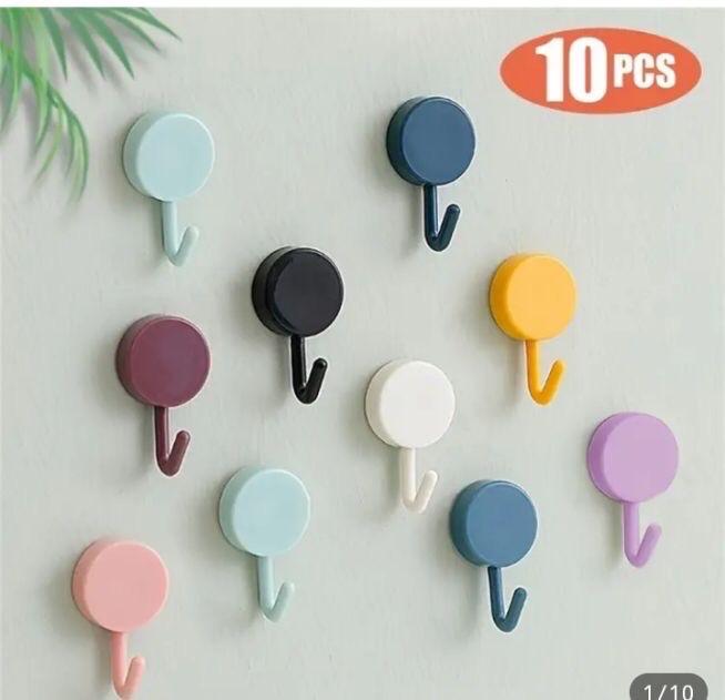 Macaron Hooks, No-Drill, Light Luxury, Cute Small Hooks for Home Kitchen, Adhesive Hooks for Behind the Door, Plastic Adhesive Hooks