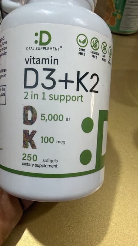 Vitamin 5000 IU D3 + K 2 100mcg - 250 Softgels