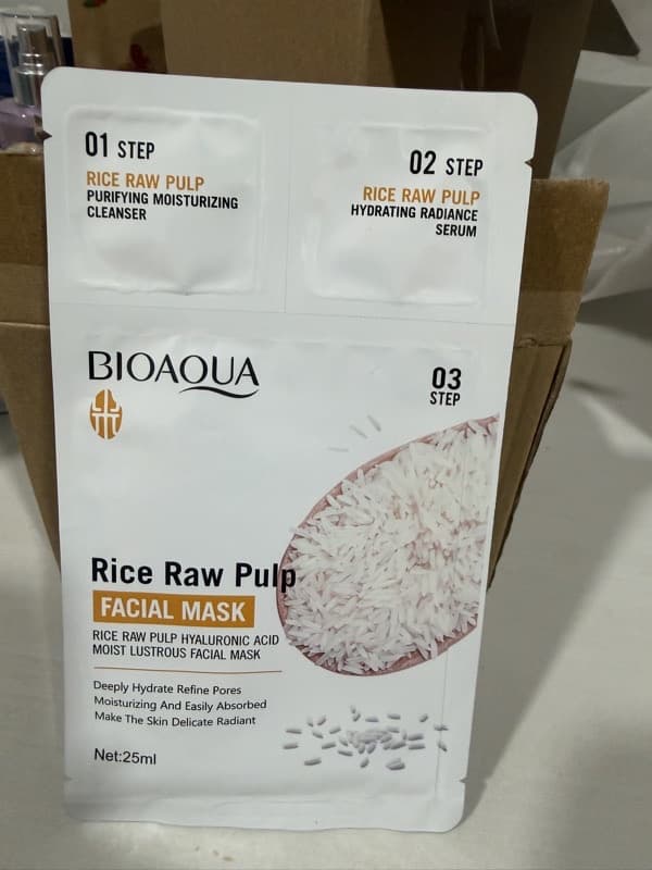 Bioaqua Rice Raw PulpFace Mask  3 in 1 Set