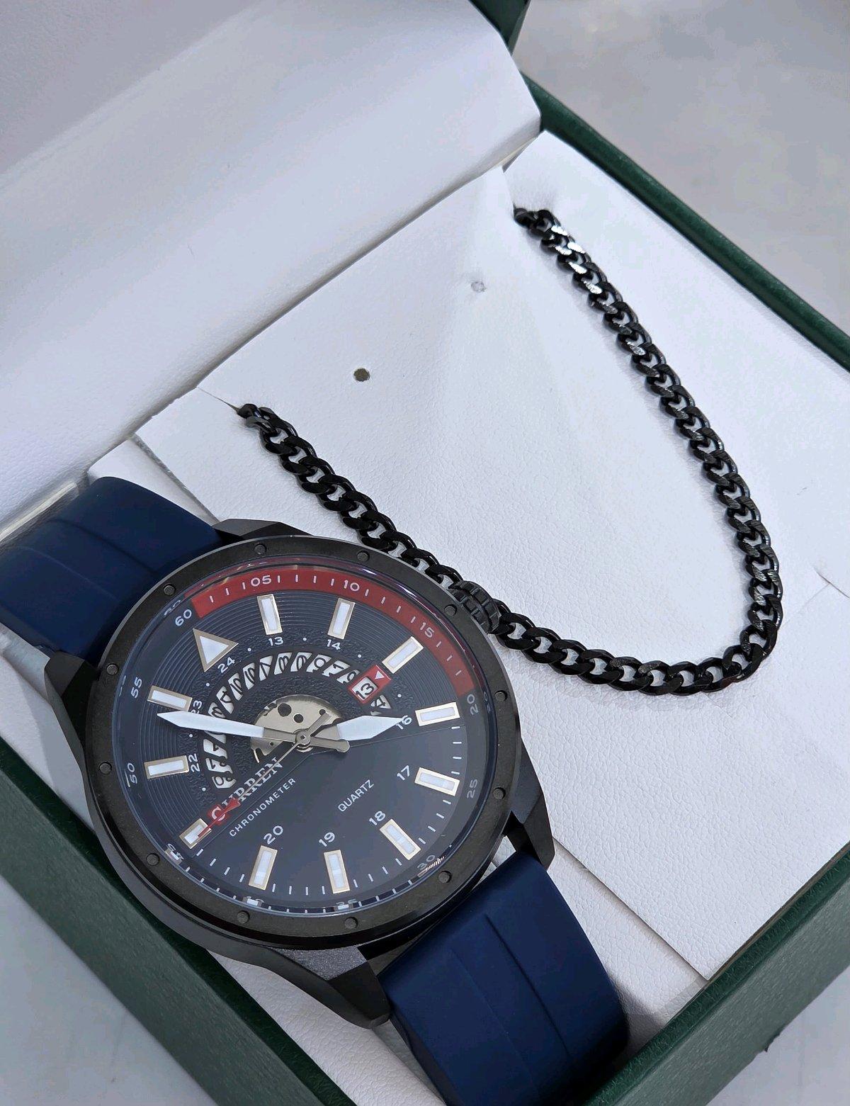 Leather watch and necklace set