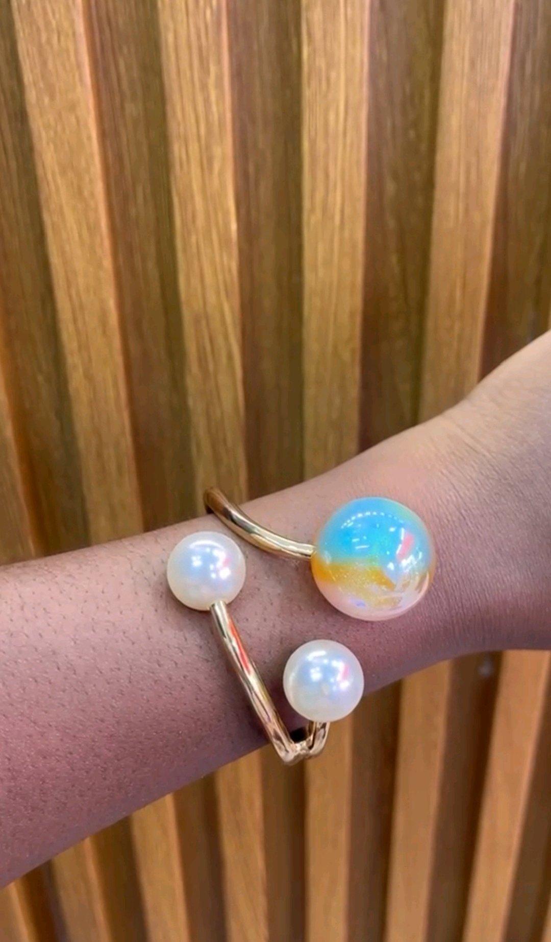 Pearl shimmer cuff bracelet