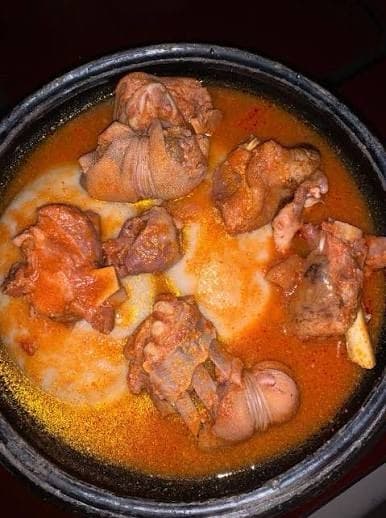 Fufu with goat light soup