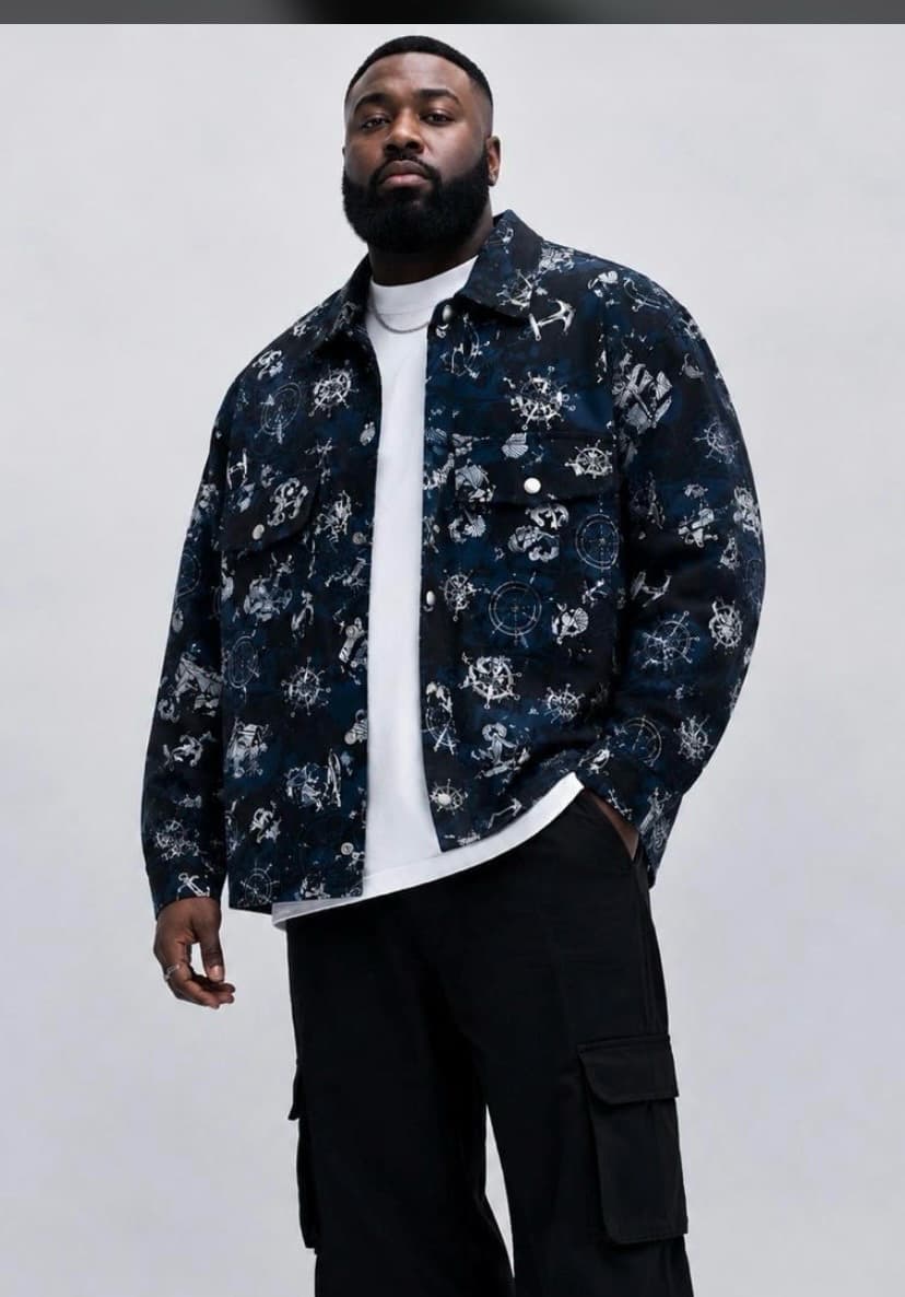 Shacket or printed utility jacket