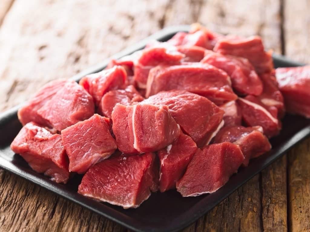 cube sliced freshly prep beef