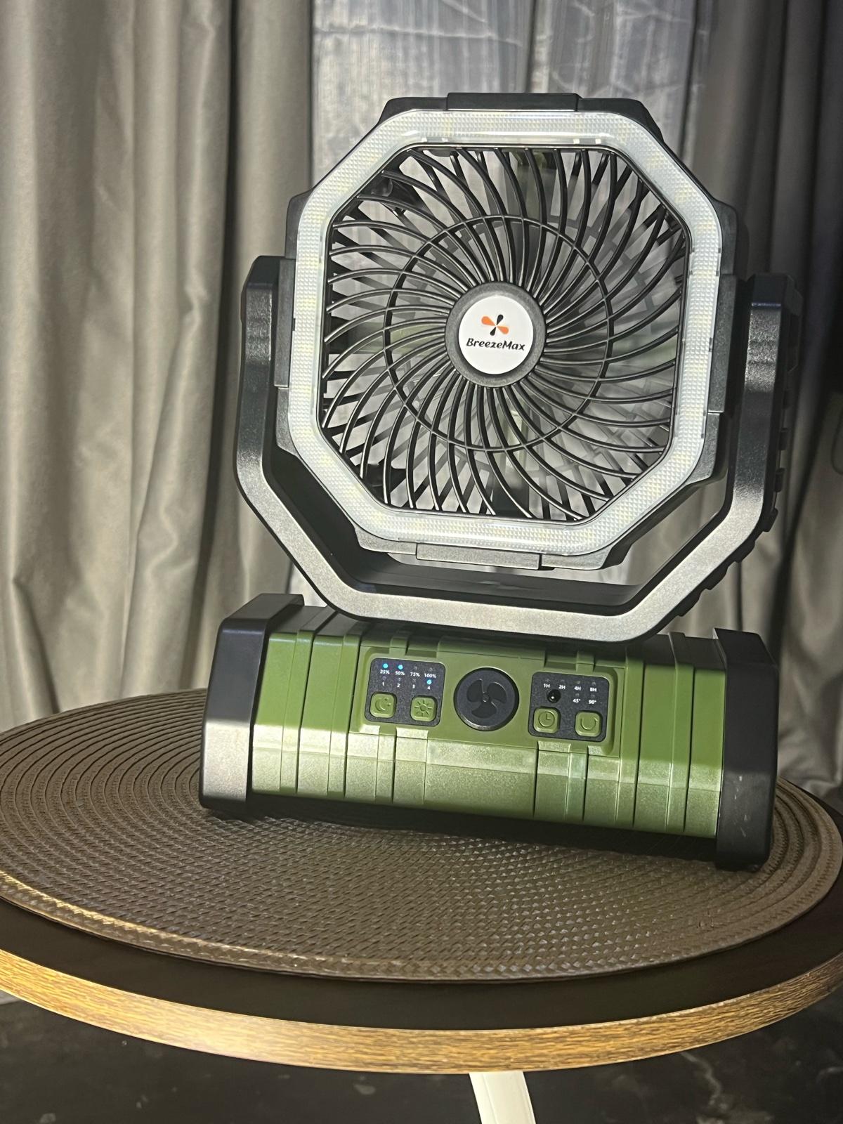 Rechargeable Fan with Light and Phone Charge Ports