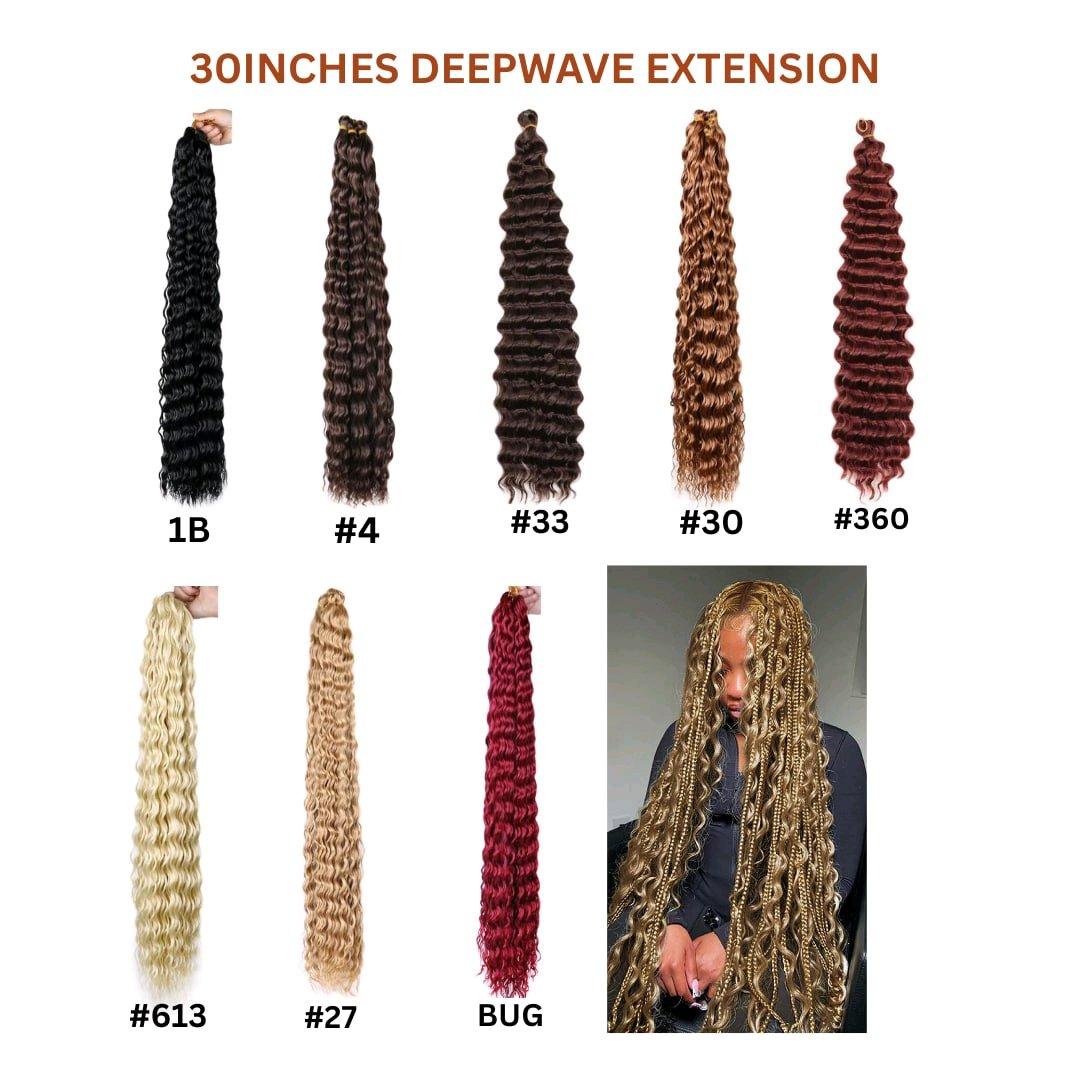 30inche 120grams deepwave extensions for braids
