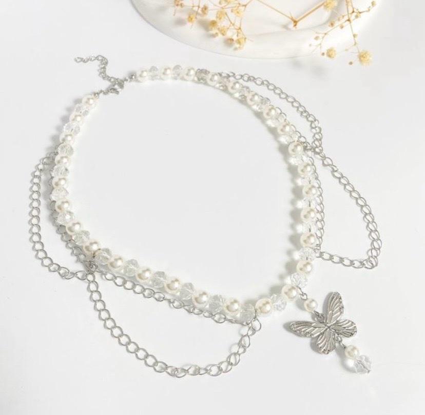 Silver Butterfly Pearl Pendant