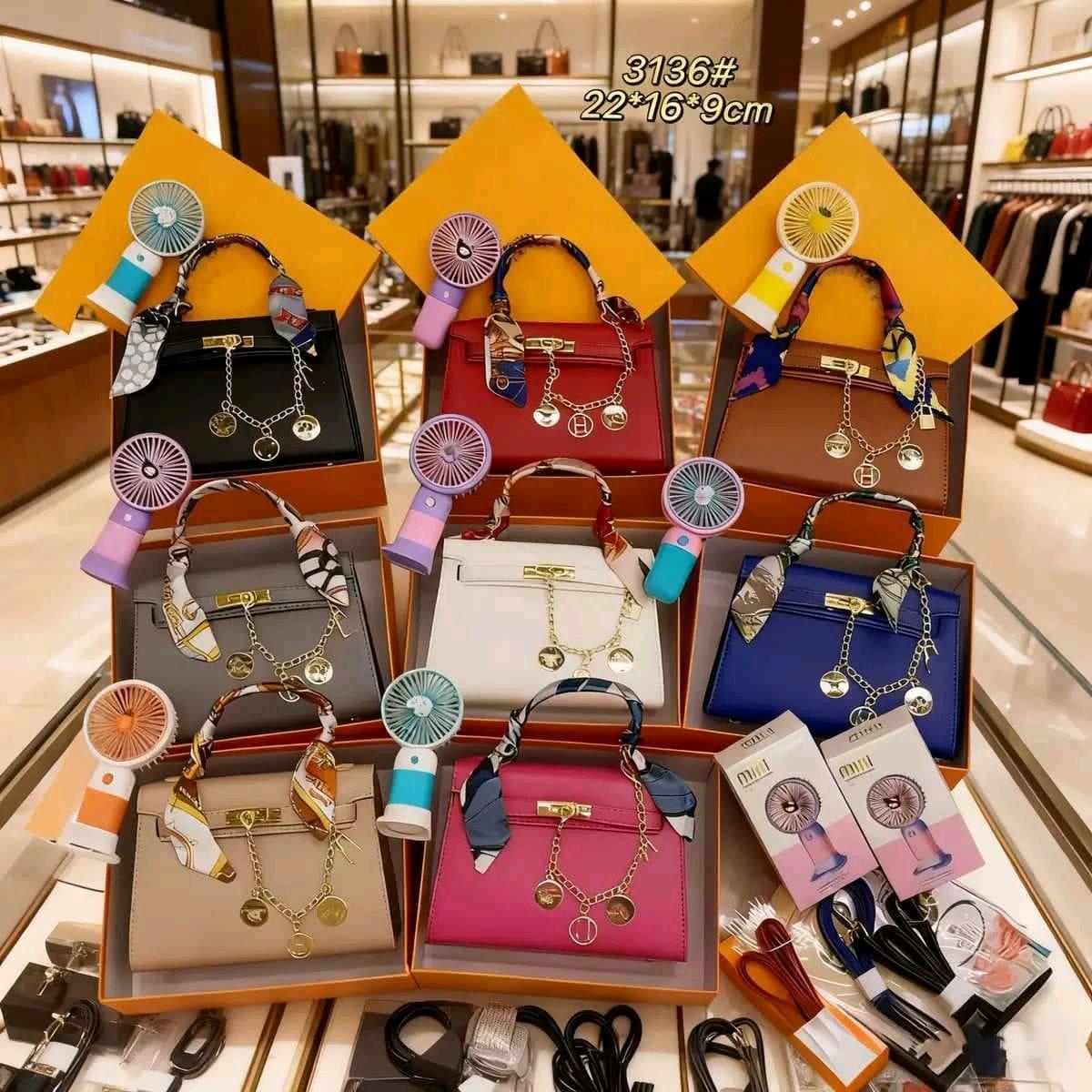 Classic Mini Handbag Set (with Mini Fan)