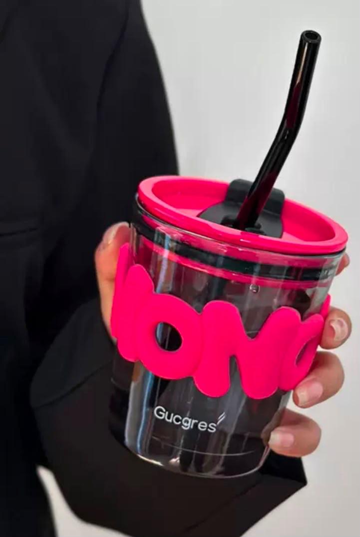 pink glass cup