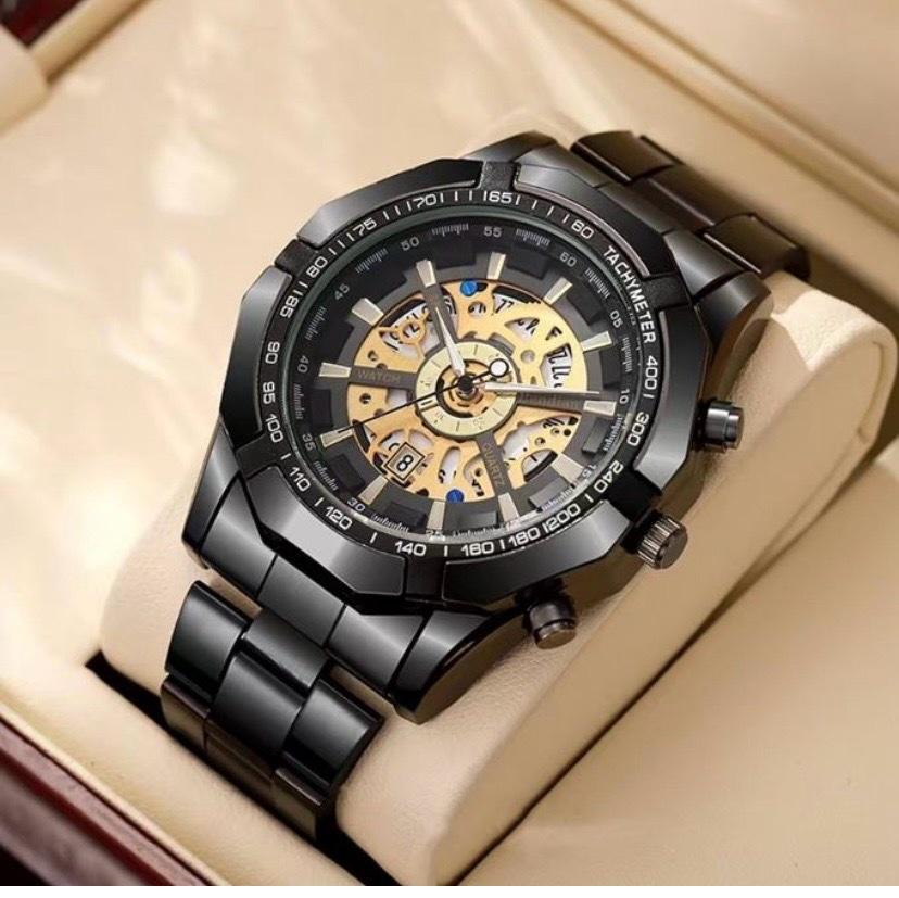 Men's leisure fully automatic watch - black