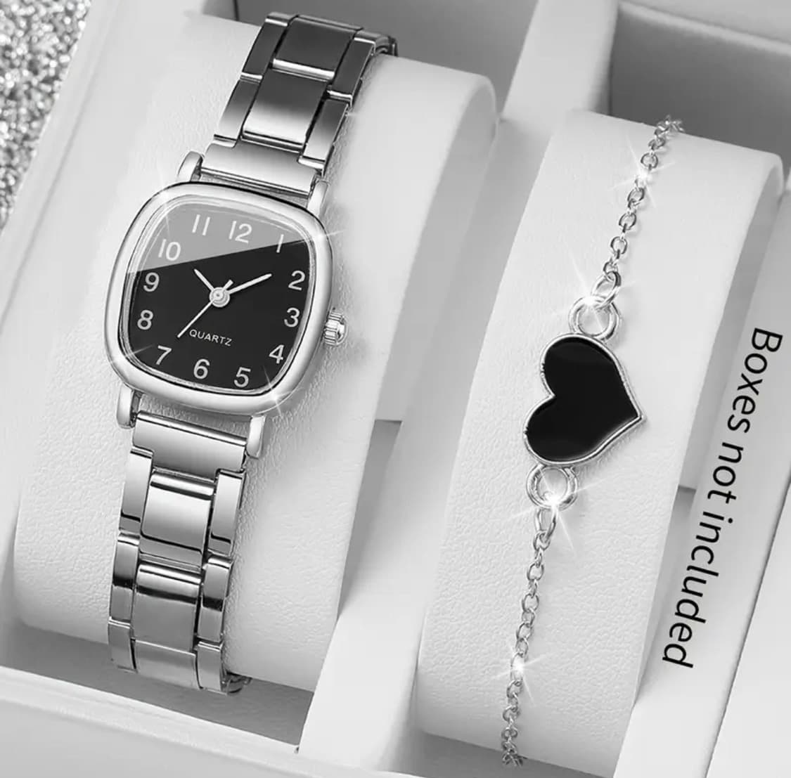 Ladies Watch with Bracelet- Silver/Black