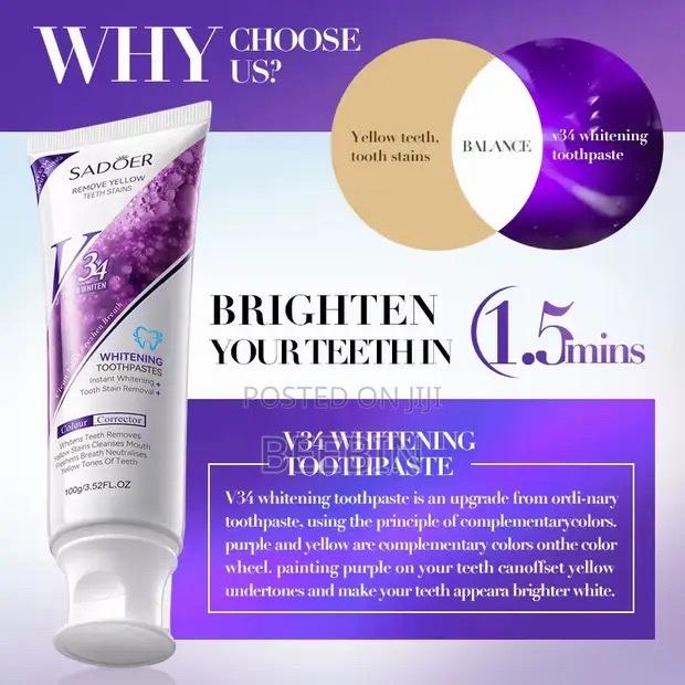 Sadoer V34 Whitening Toothpaste 100g – Instant Stain Removal 3 PCS