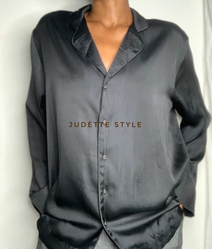 Midnight Satin Shirt/ Blouse