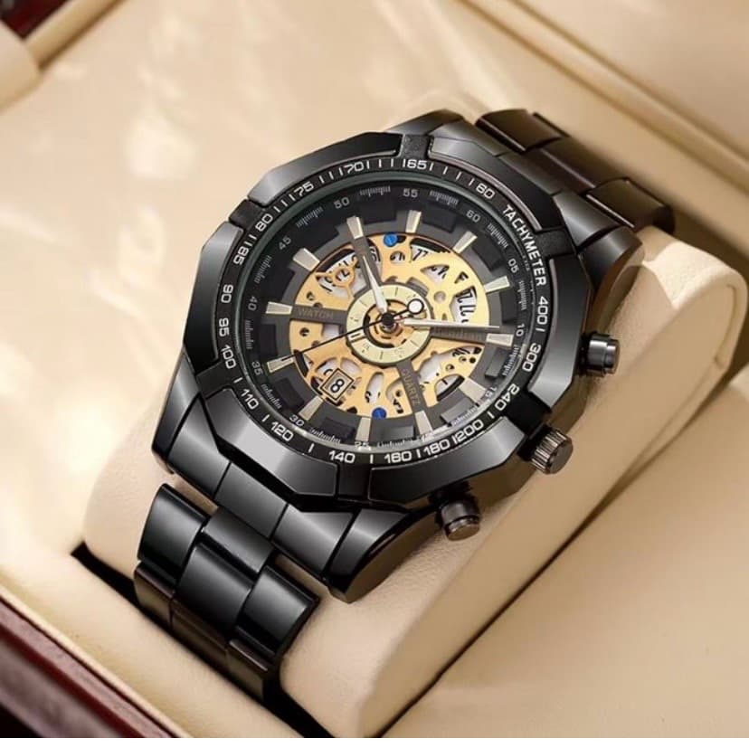 Men's leisure fully automatic watch - black
