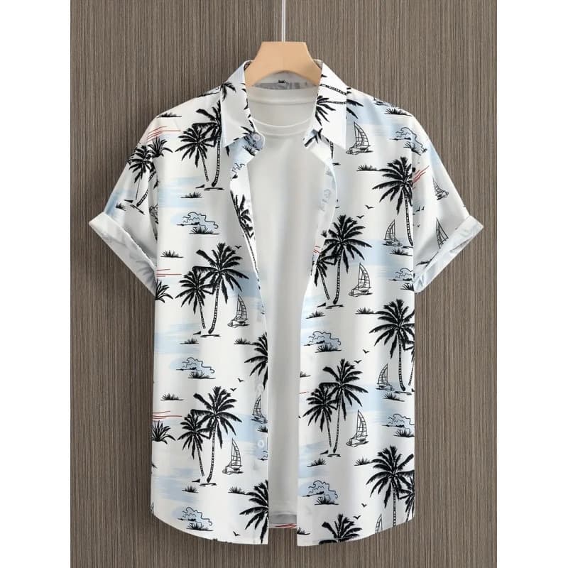New trendy summer new fashion men’s casual short sleeve shirt