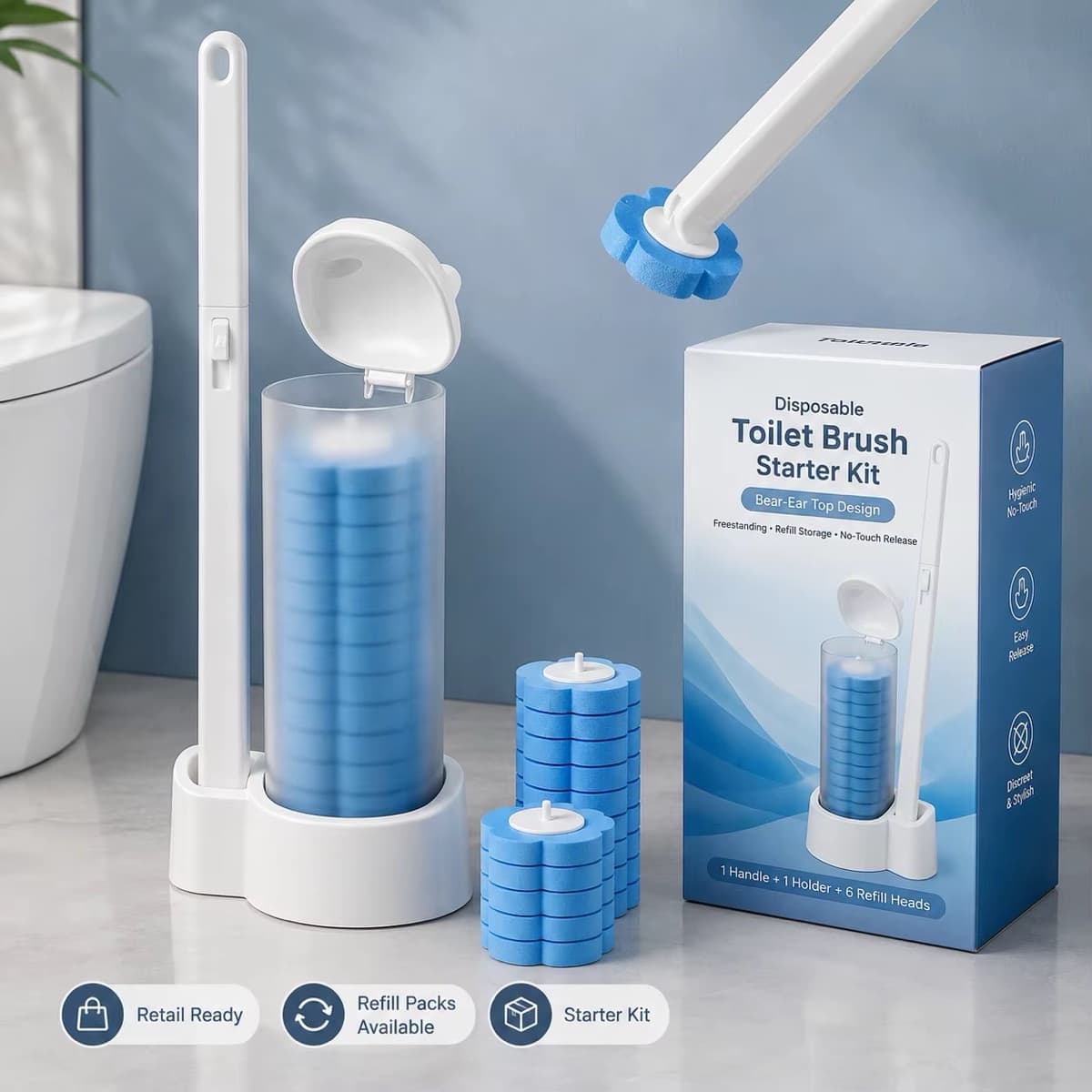 Disposable Toilet Brush- Classic Design-20 pads