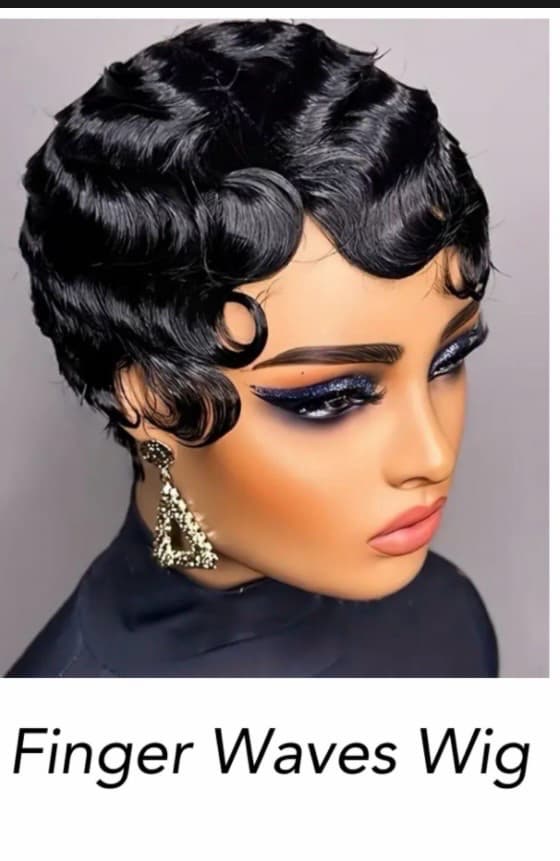 Finger waves pixie cut wig
