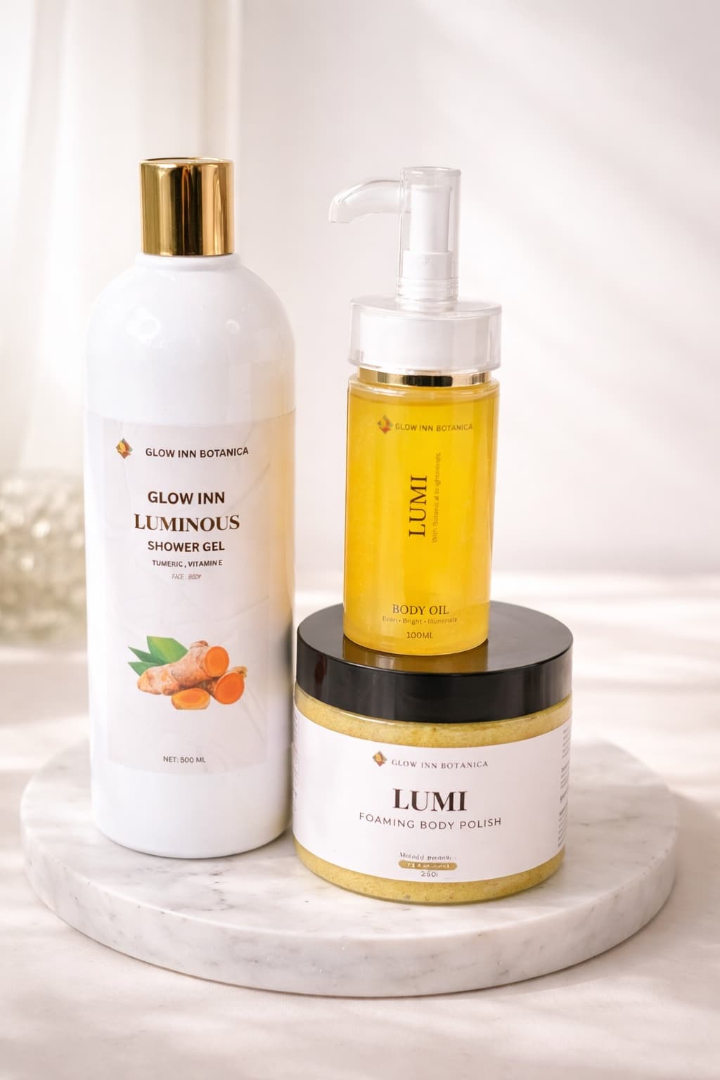 Lumi Body set (Shower gel, body polish and body oil)