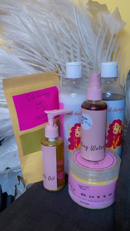 6 in 1 full set(hydrating mist, shampoo, conditioner, hair mask, hair oil & hair butter)