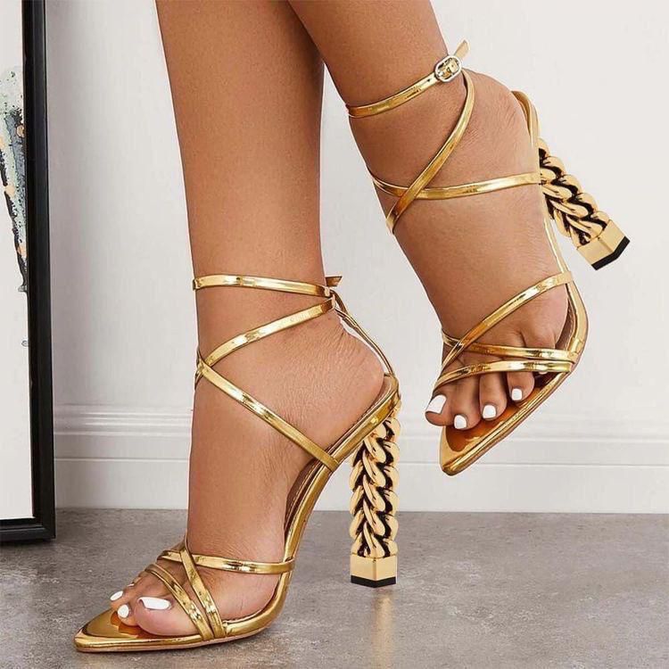 strappy chain heel