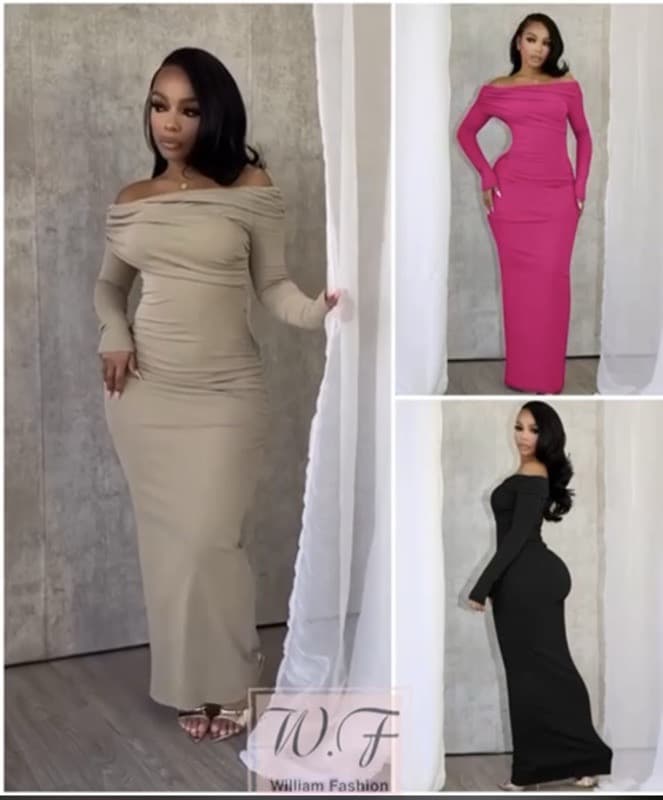 Luna" Off-Shoulder Ruched Maxi Dress