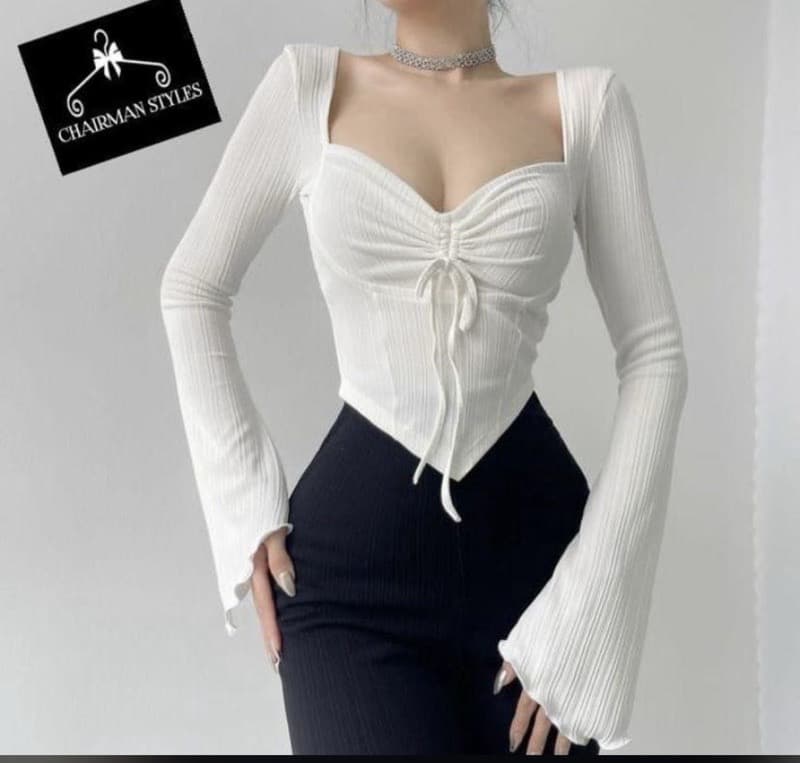 Pointed Hem Sweetheart Ribbed Top