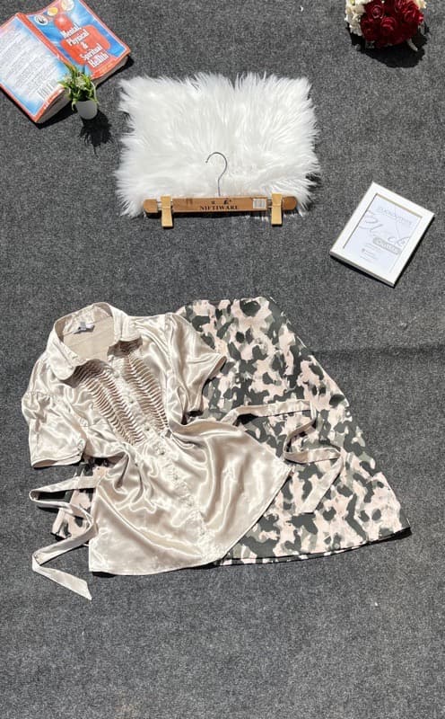 Silk Top & A-Line midi skirt