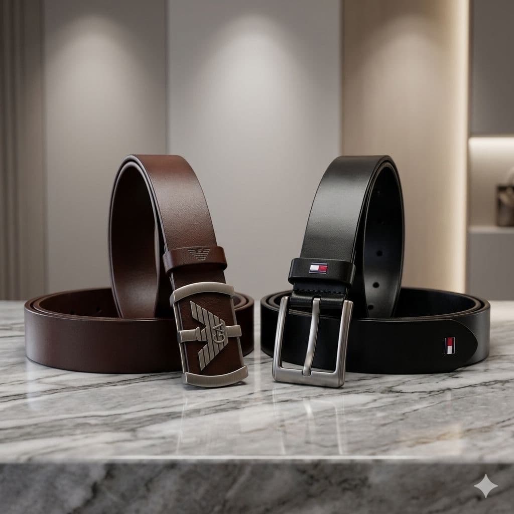 brown and black normal and reversible leather belt