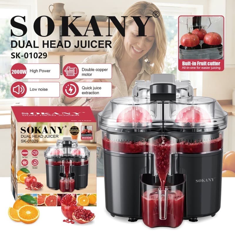 Sokany dual head electric juicer